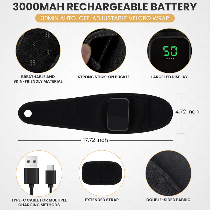 Cordless Wrist Heating Pad for Pain Relief - 5 Heat Levels & Vibration, 3000mAh Rechargeable Battery, 30min Auto-Off, Adjustable Velcro Wrap for Arthritis, Carpal Tunnel, Tendonitis - Left/Right Hand