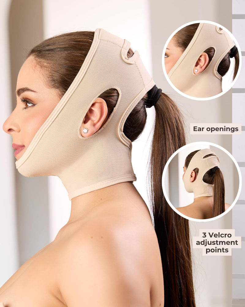 Shape Concept 301 Chin Strap Support Band Neck Bandage Face Chin High Compression Large Beige