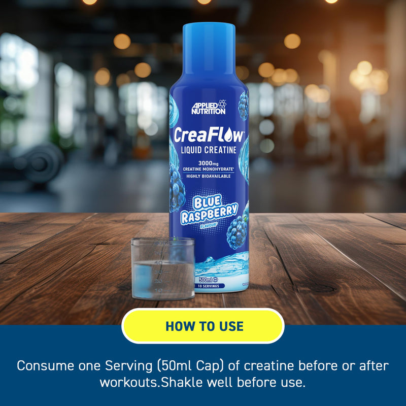 Applied Nutrition CreaFlow™ Liquid 3000mg Creatine per Serving Pre-Mixed for High Absorption & Performance Creatine Monohydrate Powder Alternative Enhanced Strength & Muscle Growth 500ml (10 Servings) Blue Raspberry 500 ml (Pack of 1)