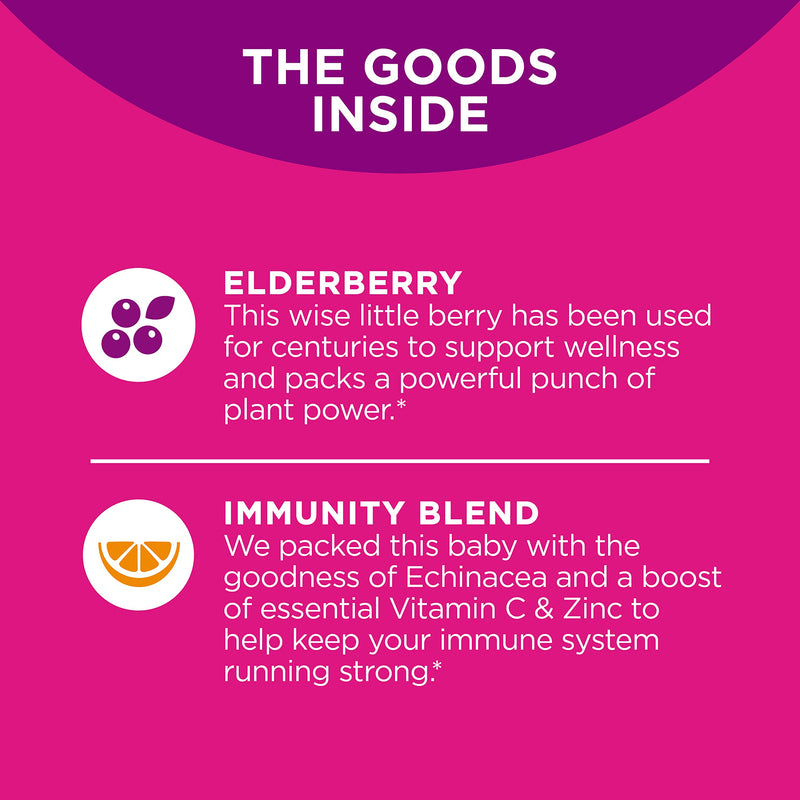 OLLY Teen Girl Multi Gummy, Healthy Skin and Immune Support, 15 Essential Vitamins, 70 Count Gummy Active Immunity+Elderberry, 45 Gummies, Berry Flavor