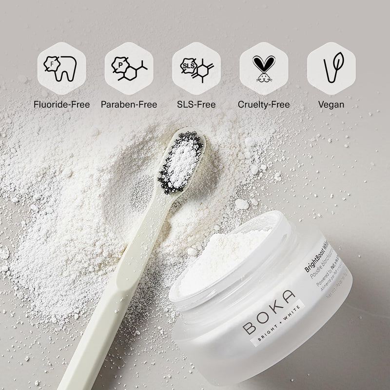 Boka Teeth Whitening Powder with Nano Hydroxyapatite 1pack | Toothpaste alternative for sensitive teeth, formulated with essential oils, probiotics, multivitamins, and aloe 0.5 Ounce (Pack of 1)
