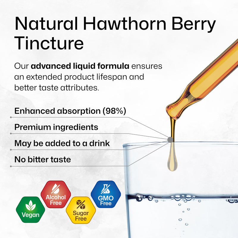 [Australia] - Hawthorn Berry Tincture - Organic Hawthorn Supplement - Nutrient Source - Alcohol and Sugar Free - Vegan Drops 4 Fl.Oz. 4 Fl Oz (Pack of 1) 