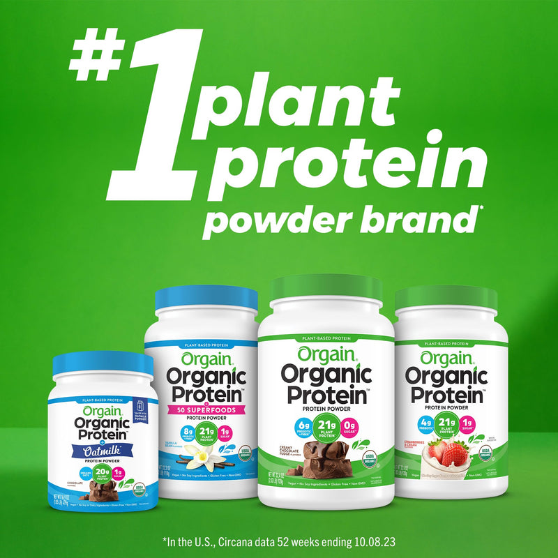 [Australia] - Orgain Organic Vegan Protein Powder + Oat Milk, Vanilla Bean - 20g Plant Based Protein, Gluten Free, No Dairy, Soy or Lactose Ingredients, Low Sugar, Non-GMO, Kosher, For Shakes & Smoothies - 1.05lb 12 Servings (Pack of 1) 