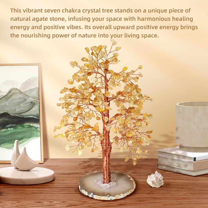 Hopeseed Citrine Chakra Crystal Tree of Life Handmade Bonsai Healing Crystals Tree for Home, Desk, Living Room, Office Decor for Positive Energy, Money, Good Luck Birthday Gift for Women, Mom, Men Citrine Chakra Tree