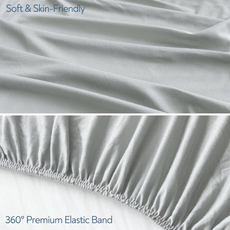 [Australia] - Stretchy Crib Sheets for Boys Girls, 2 Pack Baby Crib Sheets Fitted for Standard Crib and Toddler Bed Mattress 52" x 28", Soft and Breathable Fitted Crib Sheets Neutral, Grey 