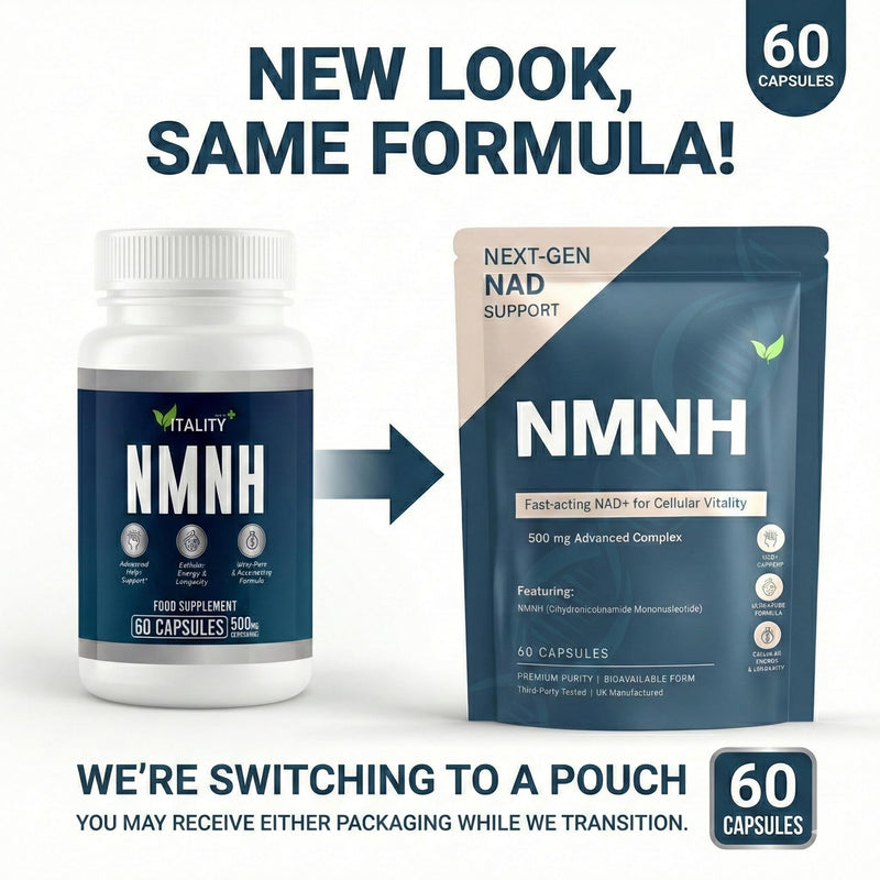 NMNH Supplement 500mg – Reduced NAD+ Precursor – Cellular Energy, Healthy Aging & Mitochondrial Support – 60 Vegan Capsules – High Absorption Dihydronicotinamide Mononucleotide 60 count (Pack of 1)