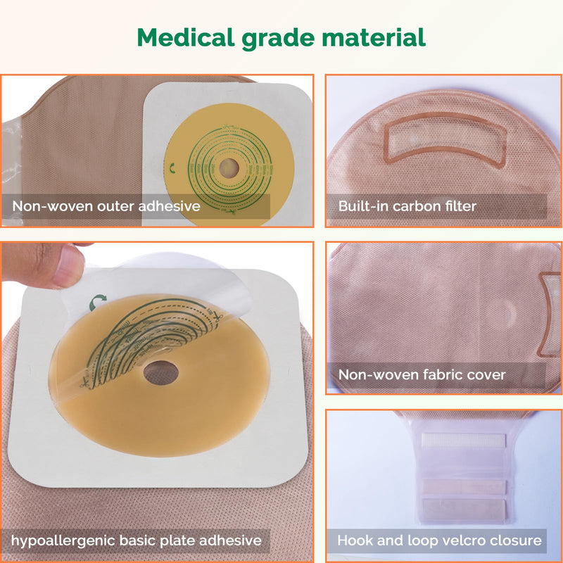 [Australia] - 21 PCS Colostomy Bags Two Piece Ostomy Bag Ostomy Supplies Drainable Pouches with Closure for Ileostomy Colostomy Urostomy Stoma Care Cut to Fit (15 PCS Bags+6 PCS Barrier) Skin(15 Pcs Bags+6 Pcs Barrier) 