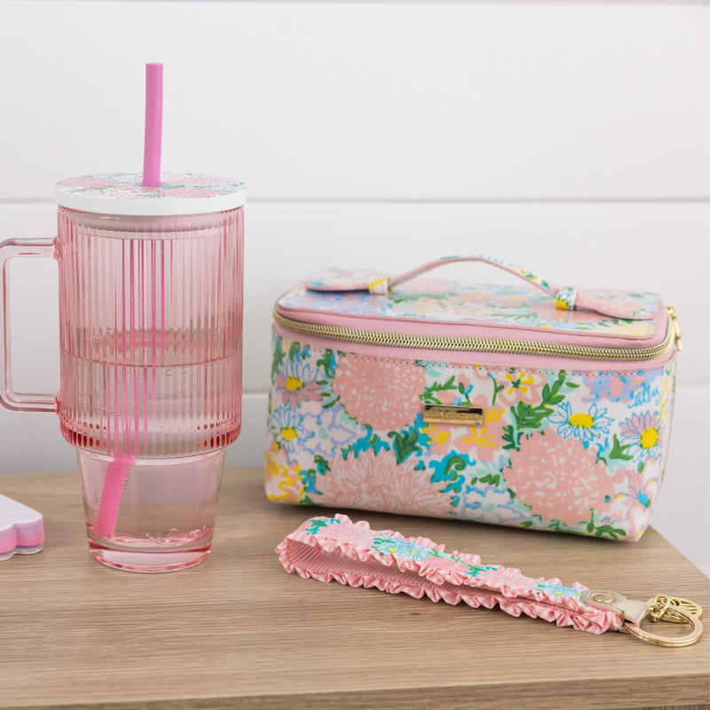 Lilly Pulitzer Cosmetic Bag for Women, Makeup Box with Zipper for Skincare (Lilly Garden Home) Lilly Garden Home