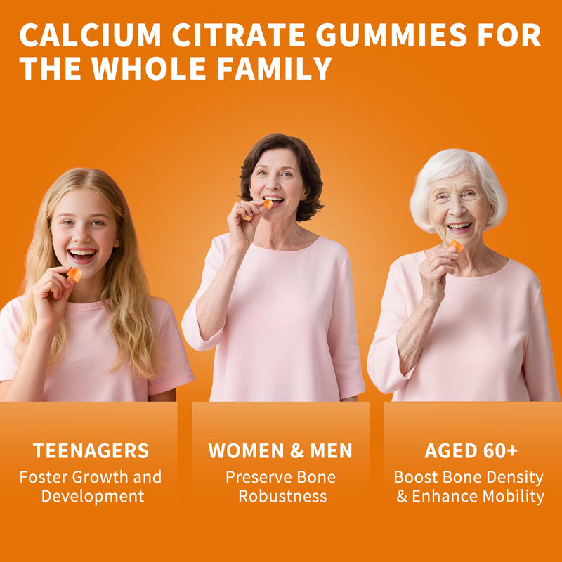 (3 Pack)Calcium Citrate 1200mg with Vitamin D3 Gummies for women & Men，Calcium Citrate Supplement for Bone & Teeth Support,High Absorption-Easy to Digest, Sugar Free,Vegan,Orange Flavor,90 Day Supply Orange 60 Count (Pack of 3)