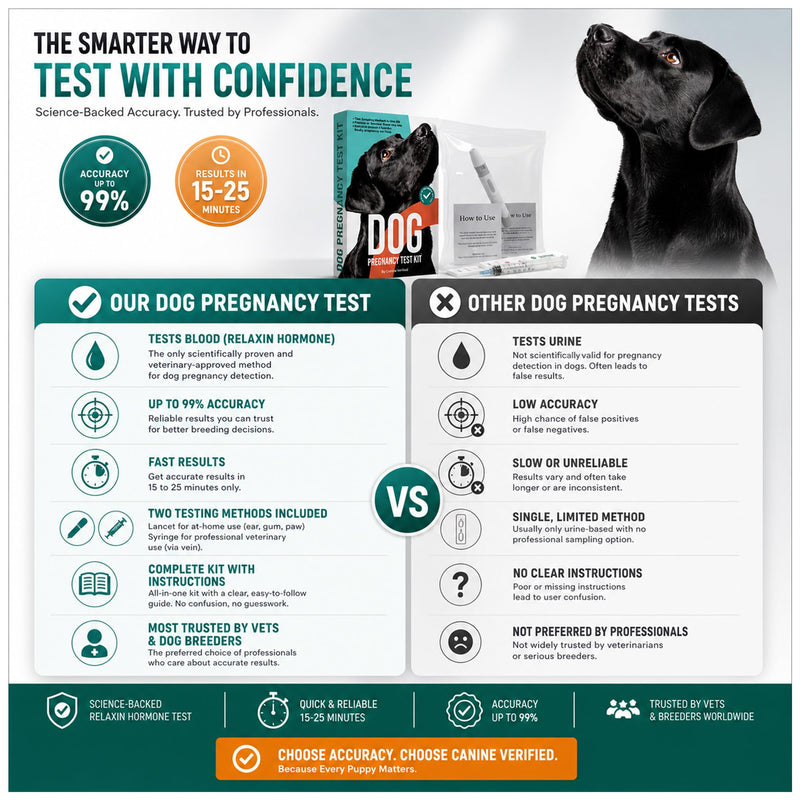 Dog Pregnancy Test Kit at Home - Rapid Results Pregnancy Kit for Dogs - 99% Accurate Blood Relaxin Detection - Professional Dog Breeding Supplies for Early Detection