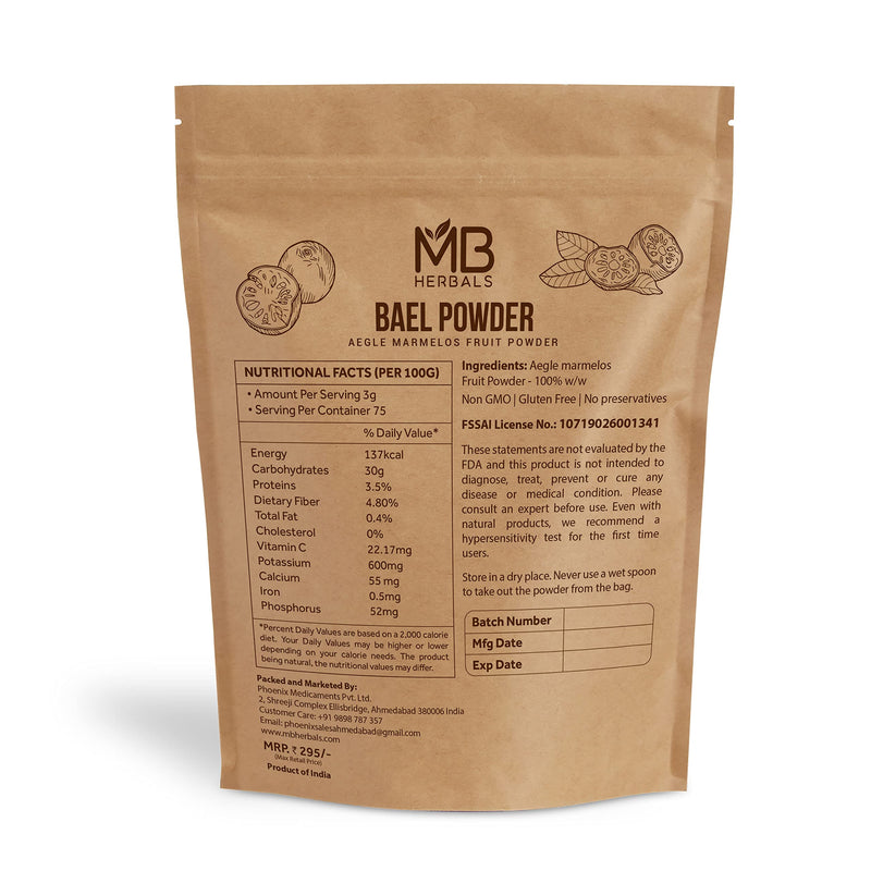 [Australia] - MB Herbals Bael Powder 8 oz (227 Gram / 0.5 LB) | Bael Fruit Powder | Promotes Digestion 