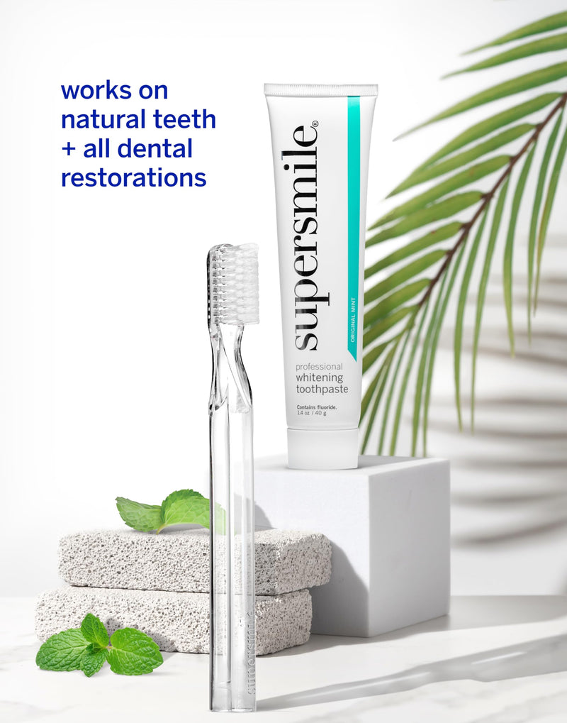 [Australia] - Supersmile Original Mint Whitening Kit - Professional Whitening Toothpaste + Toothbrush - Whitens 3 Shades on Average 