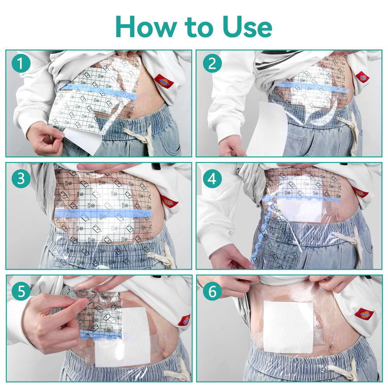[Australia] - Waterproof Ostomy Bag Shower Cover, Stoma Shower Shields, Adhesive Bandage - No Glue On The Center of The Patch, Colostomy Ilostomy Urlostomy Bathing Bags, Waterproof Dialysis Catheter Cover, 14pcs 