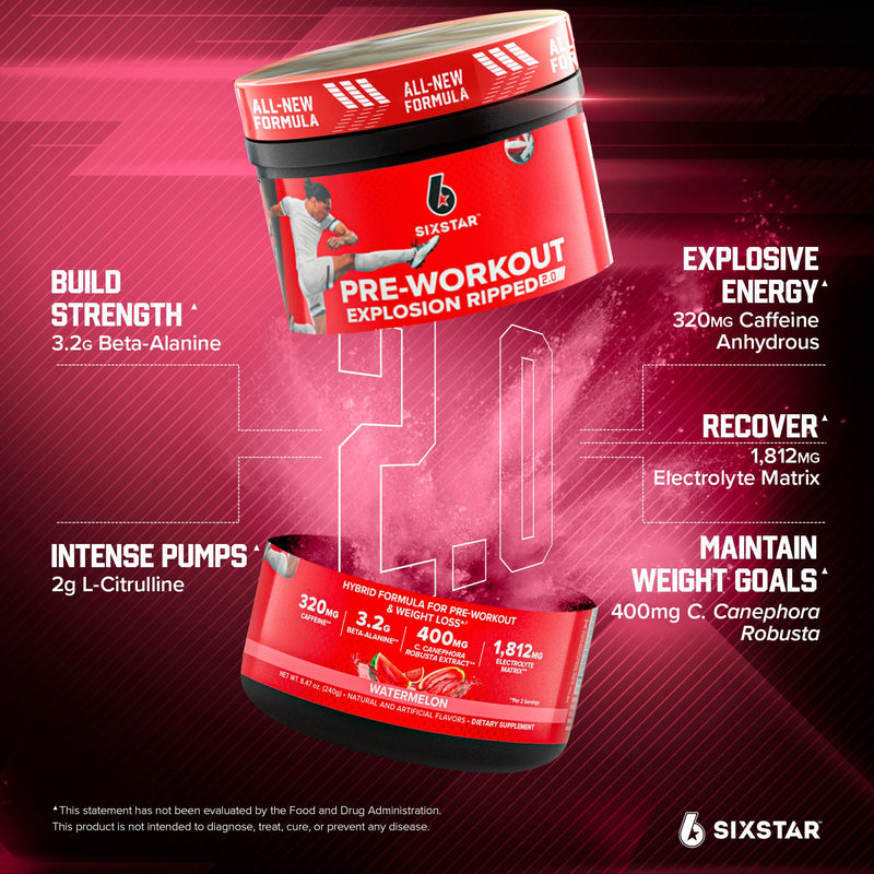 [Australia] - Six Star Pre-Workout Explosion, Watermelon (30 Servings) - Preworkout Energy Powder Supplement for Men & Women - Pre Workout Drink Mix with Creatine & Beta Alanine - Sports Nutrition Products Watermelon V2 