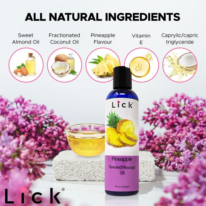 [Australia] - Lick Pineapple Flavored Massage Oil ‚Äì Romantic, Body Safe, Non-Greasy Formula, Date Night 4 oz 4 Fl Oz (Pack of 1) 