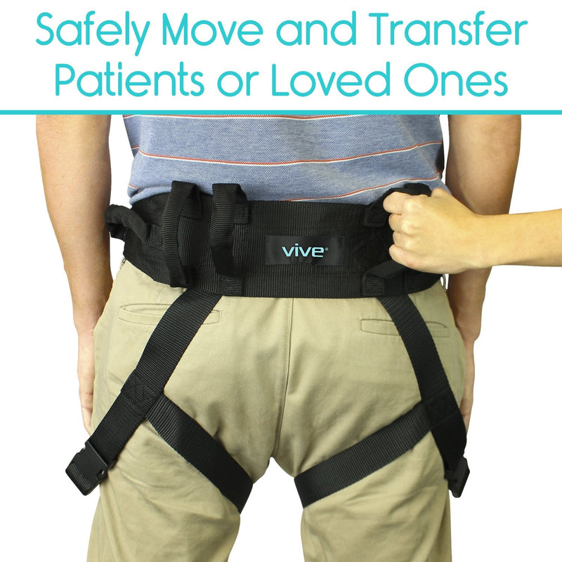 [Australia] - Vive Transfer Belt with Leg Loops - Medical Nursing Safety Gait Assist Device - Bariatrics, Pediatric, Elderly, Occupational and Physical Therapy - Long Strap and Quick Release Metal Buckle - 52 Inch Transfer Belt with Loops 