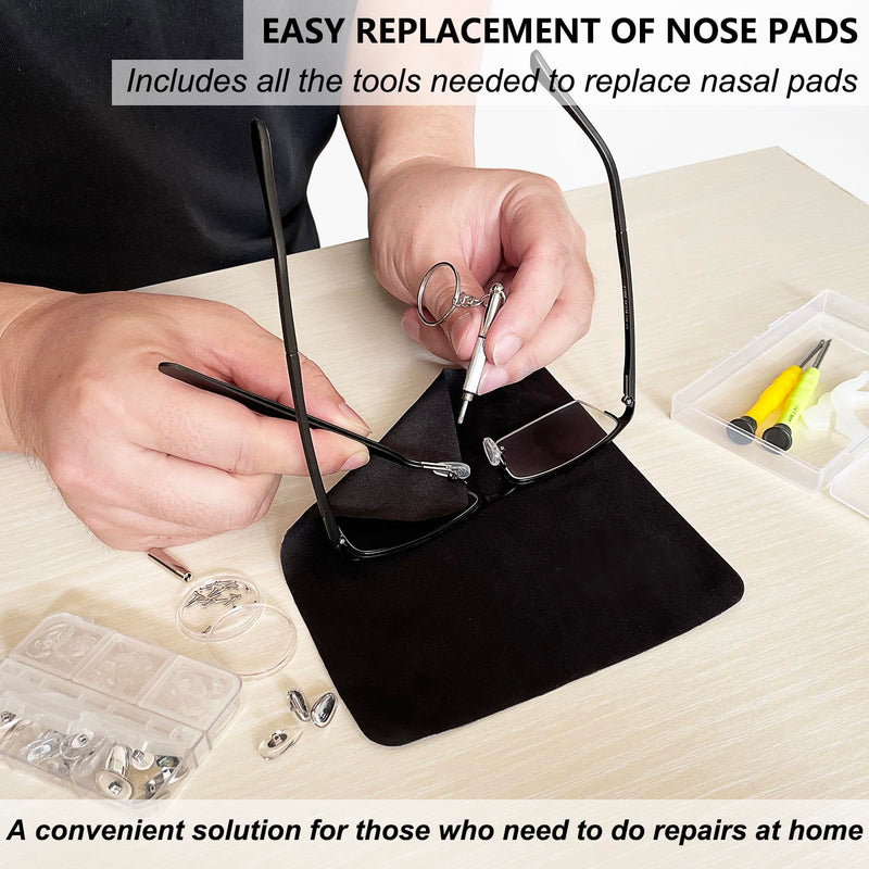 [Australia] - Eyeglass Nose Pads, GOTOBA 22 Pairs Screw-in Eyeglasses Nose Pads, Upgraded Glasses Nose Pad Replacement Kit with Eyeglass Screwdriver, Tweezers, Glasses Cloth, Small Screws. 