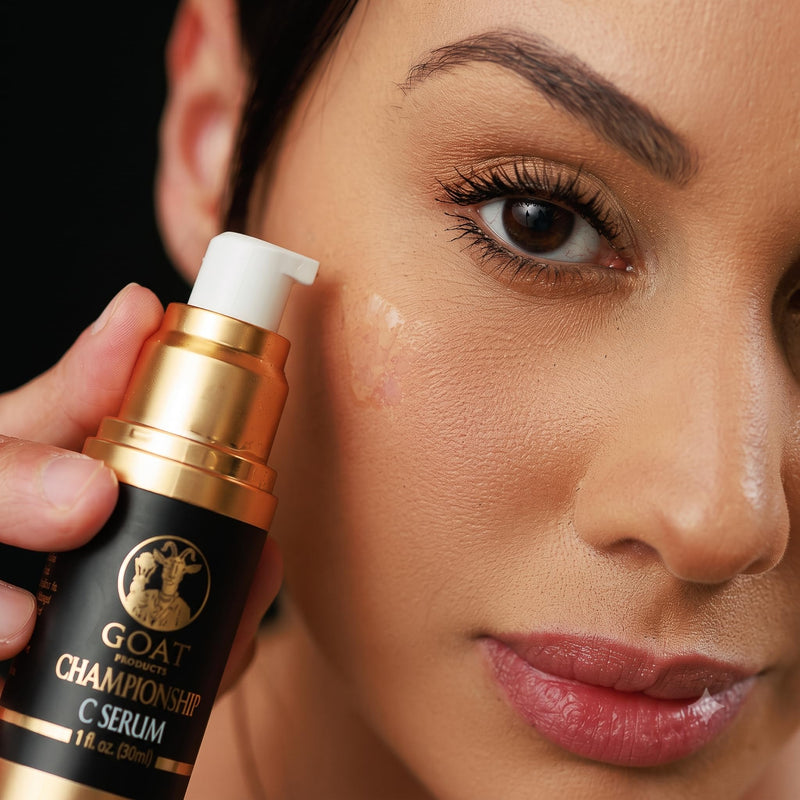 GOAT Products Championship C Serum – Vitamin C Brightening Face Serum with Hyaluronic Acid & Caffeine, Anti-Aging Formula for Fine Lines & Dullness, 1 fl oz (30ml)