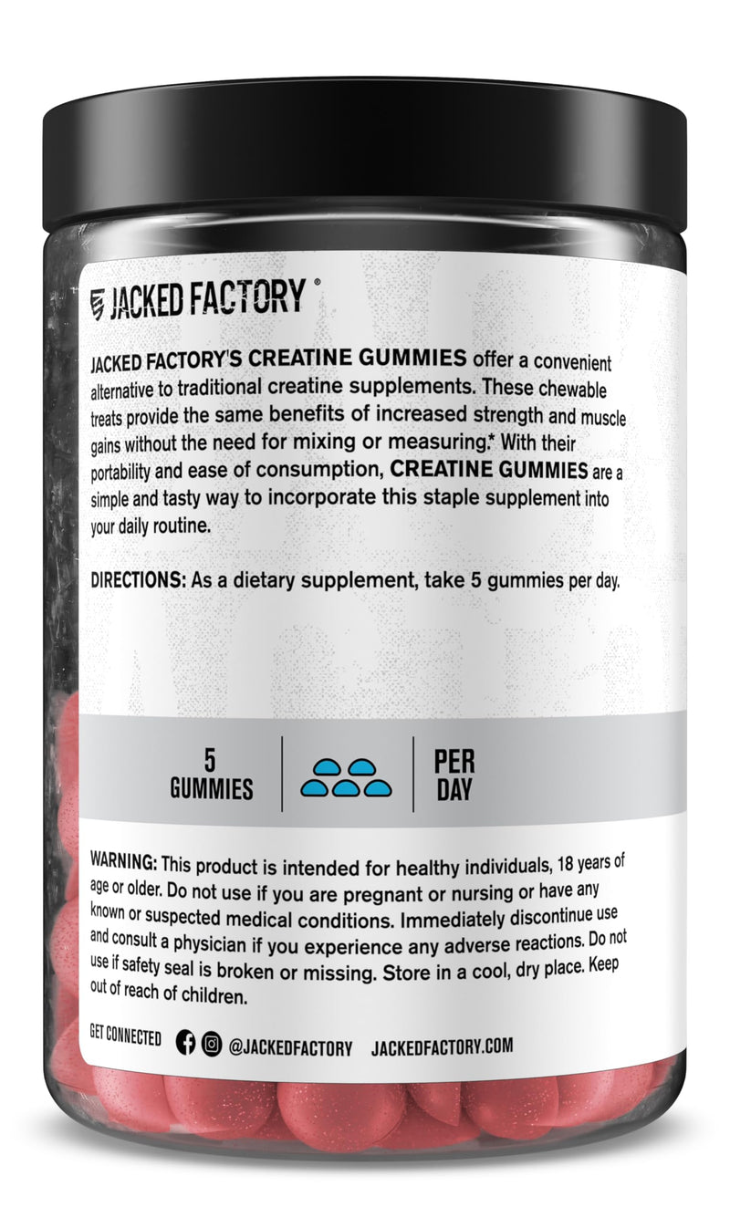 [Australia] - Jacked Factory Creatine Monohydrate Gummies 5g Daily Dose (1g per Gummy) - Creatine Gummy for Men and Women, Vegan-Friendly, Travel-Friendly, Third-Party Tested - 150 Gummies, Blue Raspberry 150 Gummies (Pack of 1) 