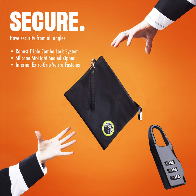 [Australia] - Upgraded 2024 Smell Proof Bag with Lock - Odor Proof Bag - Dog Tested Bags 11x9 - Smell Proof Container - Best Odor Proof Pouch Zipper on top Smell Proof Case for Herbs Coffee Oils Black Large 11"x9" 
