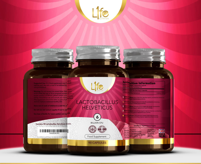 LN Lactobacillus Helveticus | High Strength 90 Probiotics Supplements - 6 Billion CFU per Capsule | L-Helveticus Capsules | Non-GMO, Gluten & Allergen Free | Made in the UK