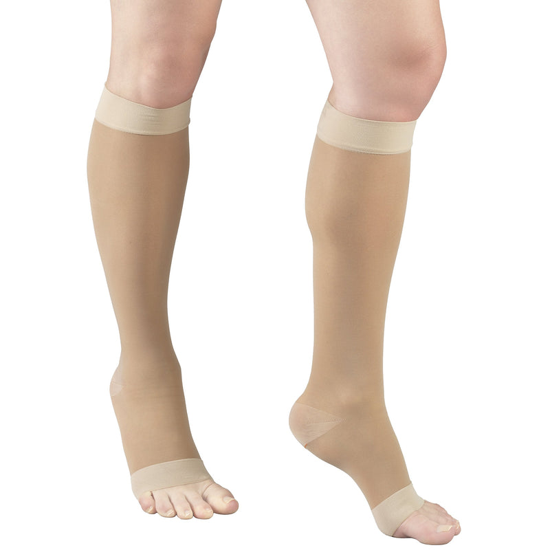[Australia] - Truform Sheer Compression Stockings, 15-20 mmHg, Women's Knee High Length, Open Toe, 20 Denier, Medium Nude Medium (1 Pair) 