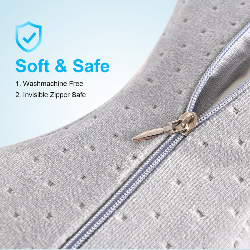 [Australia] - Knee Pillow Cover with Zipper 10" x 8" x 6.4", Replacement Leg Pillow Case, Knee Pillow Case Apply to Memory Foam Knee Pillow from ZOAN (Gray Grey 