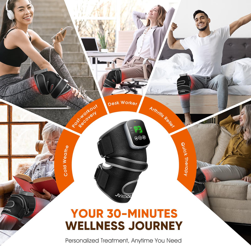 [Australia] - Knee Massager with Heating and Red Light Therapy: Infrared Light Therapy Vibration Moodes Knee Brace for Women - Muscle Relaxation Joint Care Pain Relief - Ideal Gifts for Active Men Grey 