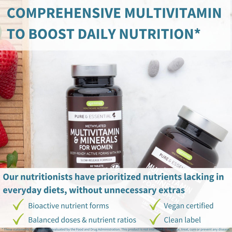 Multivitamin & Minerals for Women + Astaxanthin Complex Vegan Bundle, Sustained Release Advanced Multivitamin with Iron + Natural 4 mg H. Pluvialis Astaxanthin, by Igennus