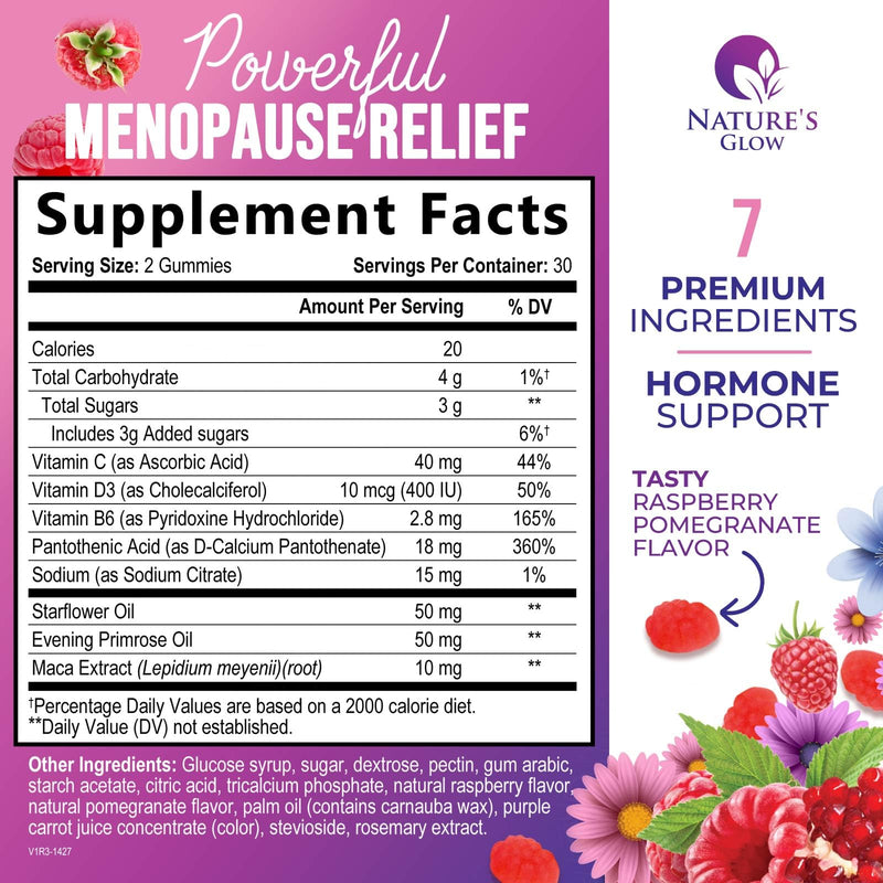 Menopause Supplement for Women - Complete Multi-Benefit Menopause Relief Gummy for Mild Hot Flashes & Night Sweats, Natural Balance & Energy Support, Menopausal Vitamins, Gluten Free - 60 Gummies