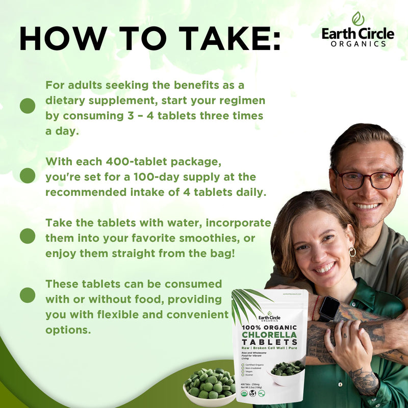 [Australia] - EARTH CIRCLE ORGANICS Earth Circle Organics Chlorella Tablets, Og1 1 Count (Pack of 1) 