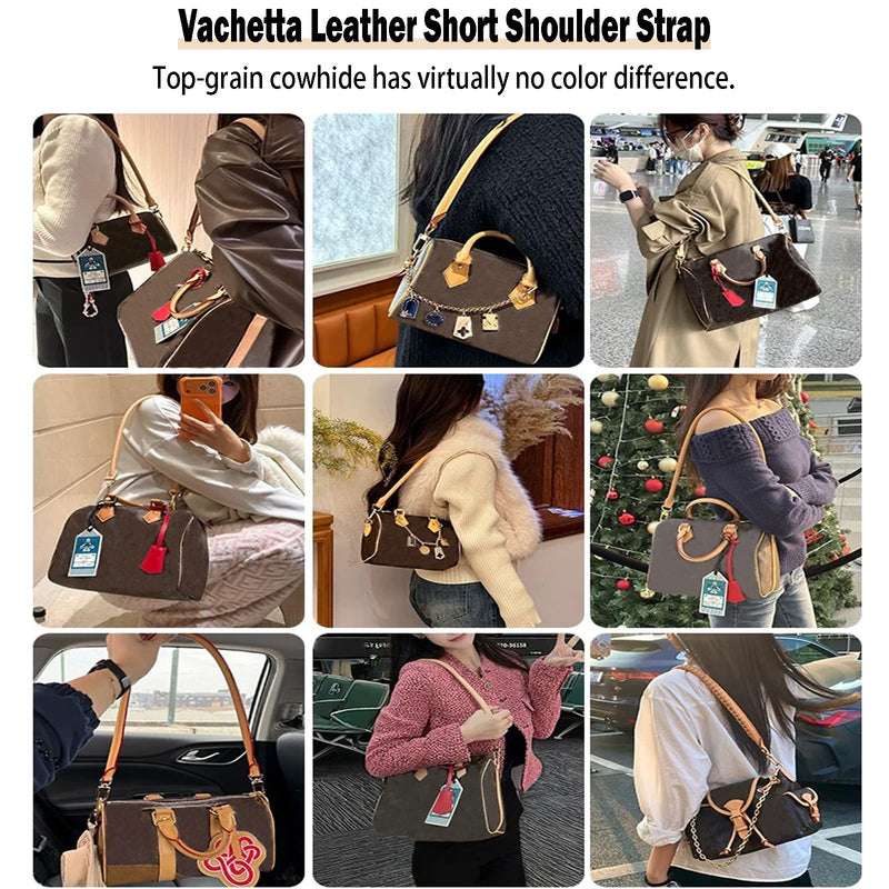 Genuine Vachetta Leather Short Shoulder Strap Compatible with Speedy 25 30 & Soft Speedy 30, Handmade Replacement Armpit Bag Strap with Precision Stitching Beeswax/Apricot (Length:27.5in-Apricot) Length:27.5in-apricot