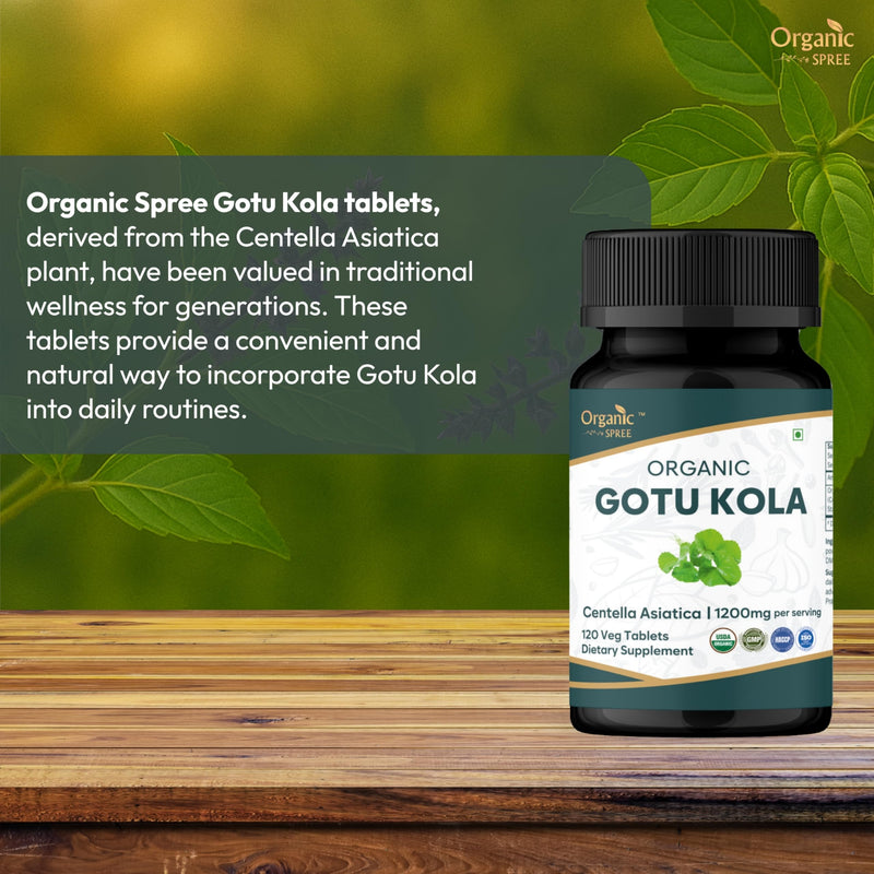 ORGANIC SPREE Gotu Kola 120 Tablets | Centella Asiatica (Mandukaparni) | USDA Organic Certified | Dietary Supplement - 120 Tablets* (1)