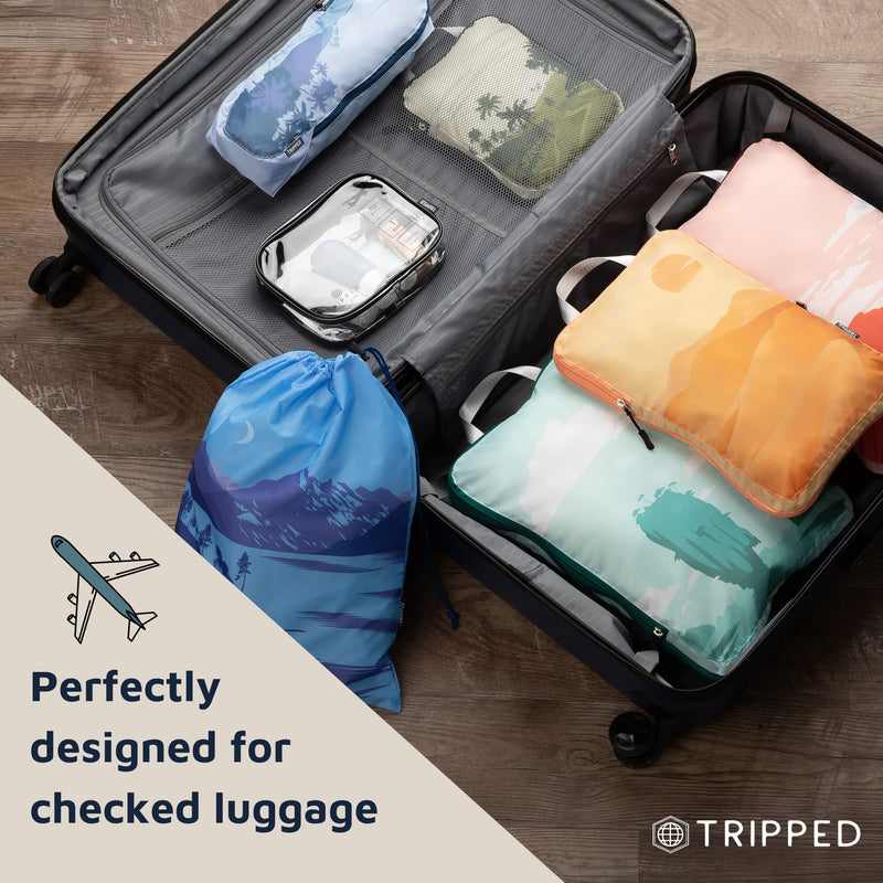 TRIPPED Travel Gear Large Compression Packing Cubes 7-Piece Set for Travel Getaways
