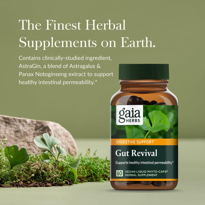 [Australia] - Gaia Herbs Gut Revival - Herbal Digestive Supplement to Support Gut Health - Made with Astragalus, Gotu Kola, Jujube & More - Free from Dairy, Soy & Gluten - 60 Vegan Capsules (60 Servings) 