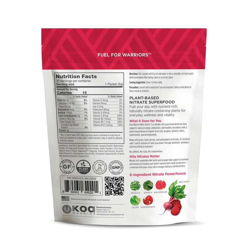 Beet Root Powder Drink Mix Packets with Spinach, Arugula, Celery, Watermelon Juice, Pomegranate Juice, Vitamin C, Vitamin B Complex, Nitric Oxide Support for Men & Women, 30 Drink Mix Packets Powder Stick