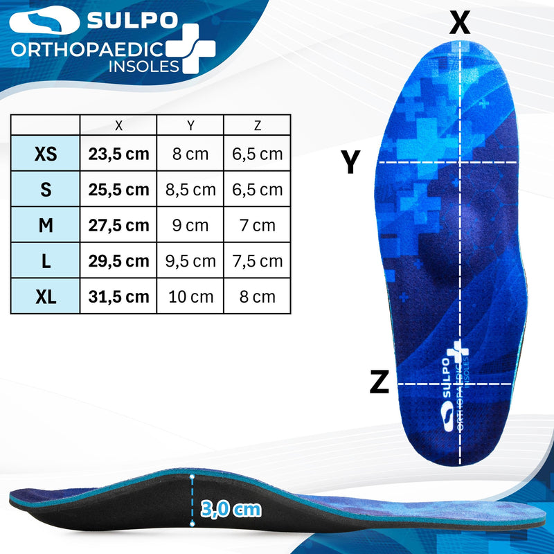 [Australia] - SULPO Orthopedic insoles for men and women, flat foot shoe sole, plantar fasciitis insoles for flat feet and heel spurs soles for sports and work shoes, sizes 43-45 43 - 45 EU 29.5 cm 