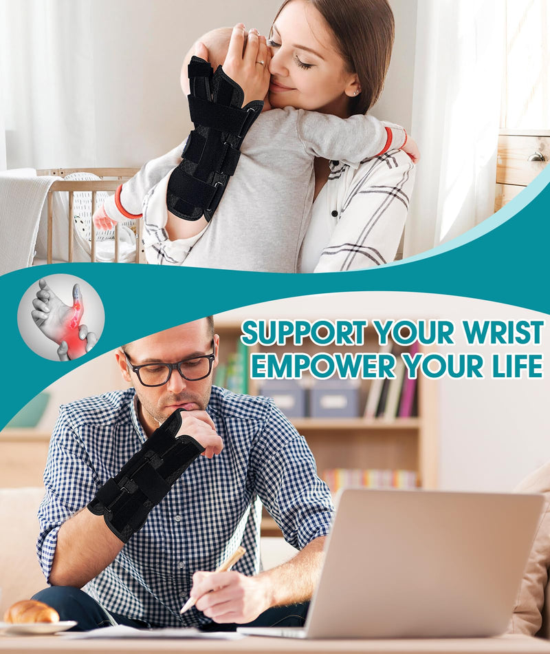 Wrist Brace with Thumb Support for Carpal Tunnel, Thumb Brace for De Quervain's Tenosynovitis, Tendonitis, Thumb Spica Splint Right Hand, Wrist Support Men and Women Black-Right Hand One Size