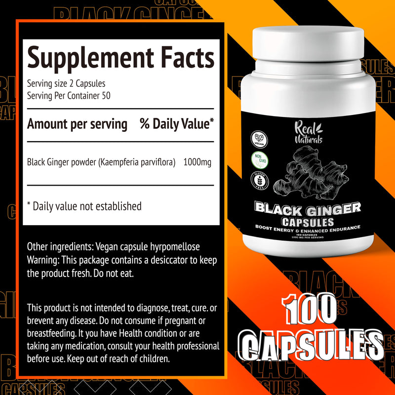 [Australia] - Black Ginger for men capsule 500 mg (100 capsules) Vegan kaempferia parviflora black ginger extract capsules for overall endurance and performance 