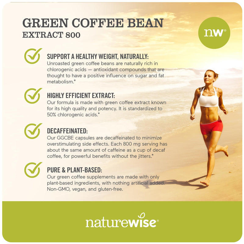 [Australia] - NatureWise Green Coffee Bean Extract - Pure Green Coffee Bean Capsules 800mg with 50% Chlorogenic Acid Support for Weight Goals, Energy, and Antioxidant - Vegan, Non-GMO - 60 Capsules[1-Month Supply] 