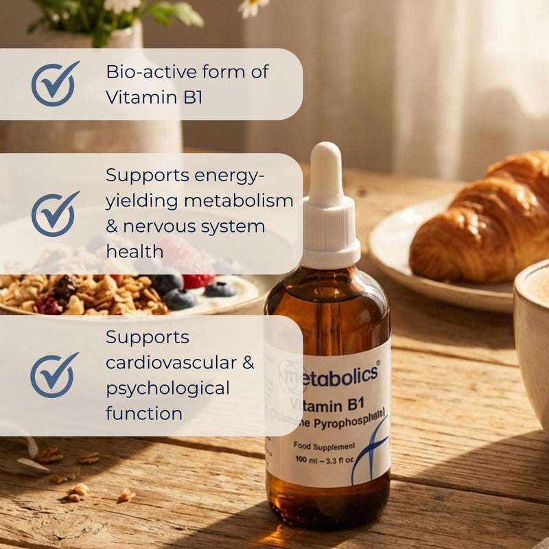 Vitamin B1 (Thiamine Pyrophosphate) Liquid – 100ml | Active Coenzyme Form | Supports Energy, Nervous System, Heart & Cognitive Function | Additive-Free | UK Made | Metabolics