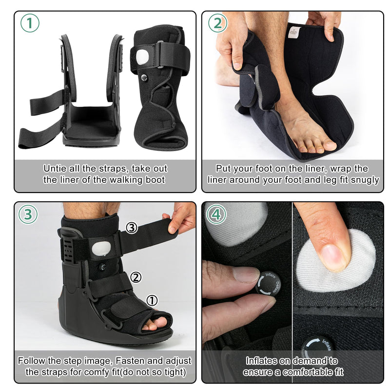 [Australia] - Air Walking Boot, Fracture Boot Short Walker Protection Fits Left or Right Foot Ankle Support for Injuries Fractures Sprains Black M Medium 