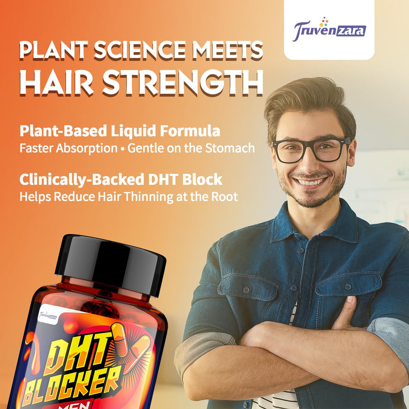 DHT Blocker for Men 1127mg, Advanced Hair Growth Supplement in Liquid-Filled Capsules, with Biotin, Vitamins & Herbal Complexes, High Absorption 90 count (Pack of 1)