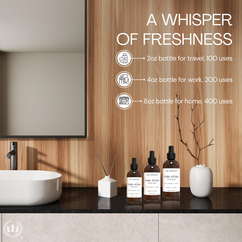 [Australia] - Muse Apothecary Flush Ritual - Aromatic & Refreshing Toilet Spray, Use Before You Go, 2 oz, Infused with Natural Essential Oils - Aloe + Eucalyptus + Lavender 2 Fl Oz (Pack of 1) 