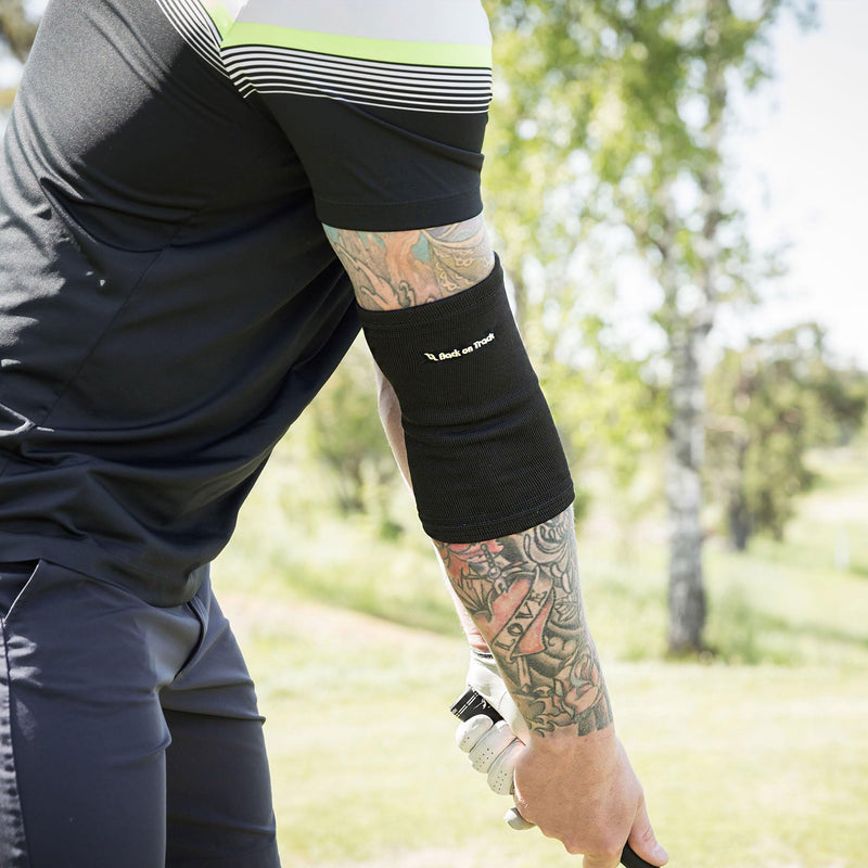 Back on Track 2-Way Stretch Black Elbow Brace - Enhanced Recovery & Support for Tennis, Golf, Training, Work and Daily Activities X-Small