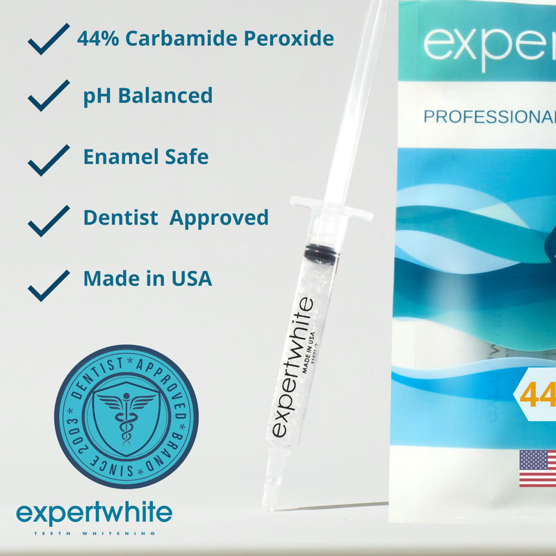 44% Teeth Whitening Gel - Refills for Trays – Professional Strength Carbamide Petoxide Syringes, 4 × 3cc, 15-Minute Treatment, Gels Only (No Trays)