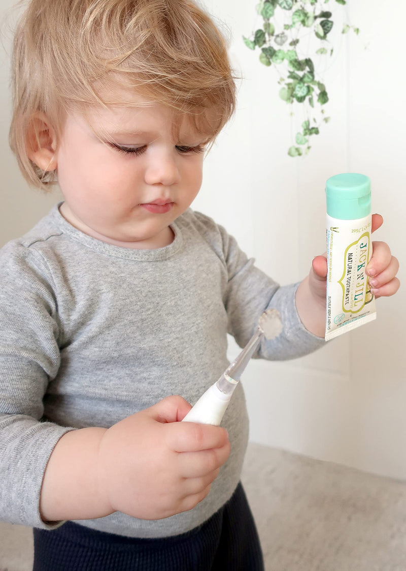 [Australia] - Jack N' Jill Tickle Tooth Sonic Electric Toothbrush with Replacement Head - Gentle Cleaning, Made for Tiny Teeth, LED Inspection Light, for Babies & Kids, Extra Soft Bristles - (1 Pack) 