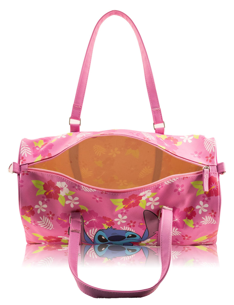 Stitch, Minnie, Mickey, Pooh, Harry Potter, or Jack Skellington 16" Leather Mini Travel Bag, Duffle Bag, Overnight Bag Stitch - Pink
