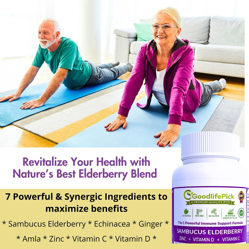 7 in 1 Elderberry with ZINC, Vitamin C, Vitamin D, Echinacea, Ginger & Indian Gooseberry (Amla).Premium Elderberry Capsules 90 ct, All Natural,Non-GMO,Vegan,No Rice Powder, No-Gluten 90 Count (Pack of 1)