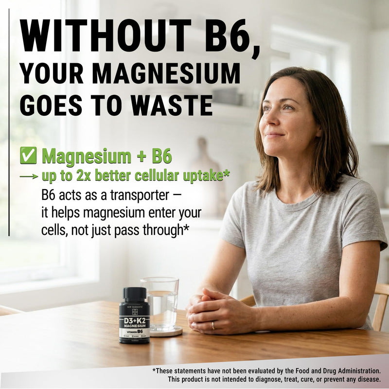 Vitamin D3 K2 with Magnesium Glycinate with Vitamin B6 for Enhanced Absorption | Magnesium 1500mg | D3 10,000 IU | K2 (MK7) 200mcg | Vitamin B6 10mg | Immunity | Heart & Nerve Support | Vegan, Non-GMO